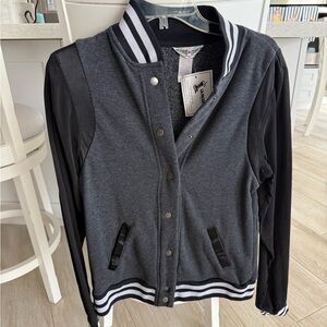 NWT: Hard Tail Black and Gray Striped Collar Jacket Size Small Free Shipping